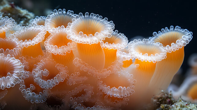 Pyrosome colony's internal zooids filtering water 