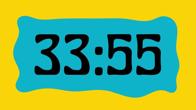 Countdown timer from 34 minute to 33 minute on yellow background suitable for presentations, productivity, educational content, and more