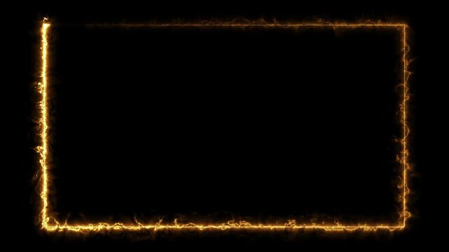 Animated Burning Fire Frame Border on Black Background