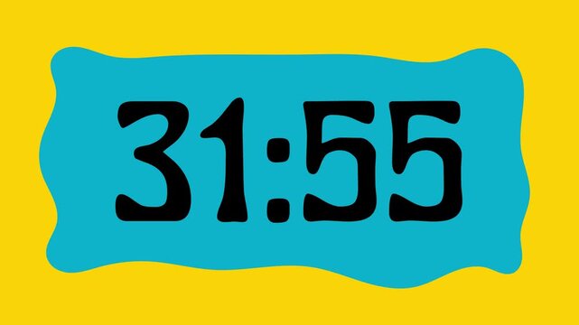 Countdown timer from 32 minute to 31 minute on yellow background suitable for presentations, productivity, educational content, and more