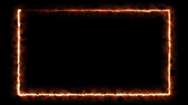Animated Burning Fire Frame Border on Black Background