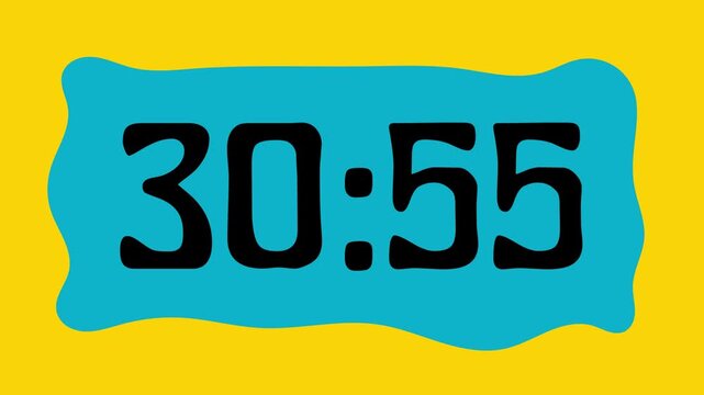 Countdown timer from 31 minute to 30 minute on yellow background suitable for presentations, productivity, educational content, and more