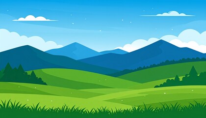 Obraz premium Scenic green valley with mountains and blue sky landscape nature photography