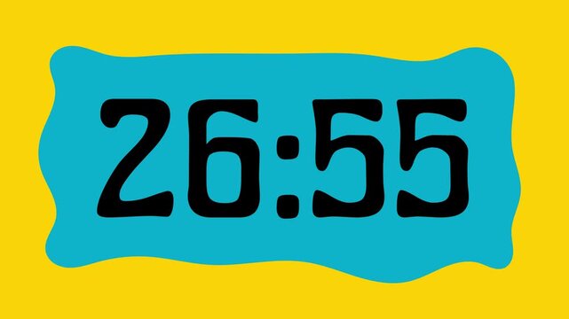 Countdown timer from 27 minute to 26 minute on yellow background suitable for presentations, productivity, educational content, and more
