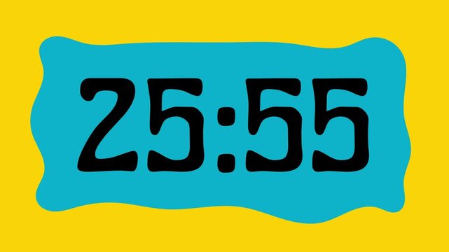 Countdown timer from 26 minute to 25 minute on yellow background suitable for presentations, productivity, educational content, and more