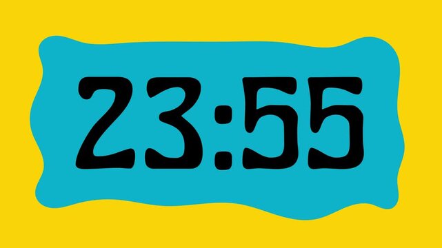 Countdown timer from 24 minute to 23 minute on yellow background suitable for presentations, productivity, educational content, and more