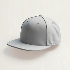 Fototapeta premium Grey Baseball Cap with Curved Brim Displayed on Light Background