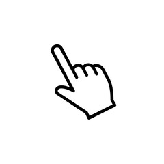 Obraz premium Simple line drawing of pointing hand click cursor icon.