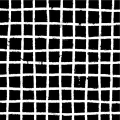 Distressed black and white square grid texture background