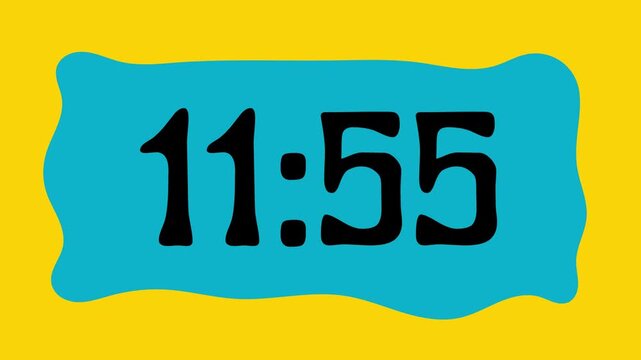 Countdown timer from 12 minute to 11 minute on yellow background suitable for presentations, productivity, educational content, and more