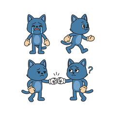 Cartoon cat characters boxing and sparring with confused expression