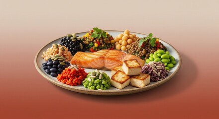 Conceptual Image of a Protein-Packed Meal for Longevity