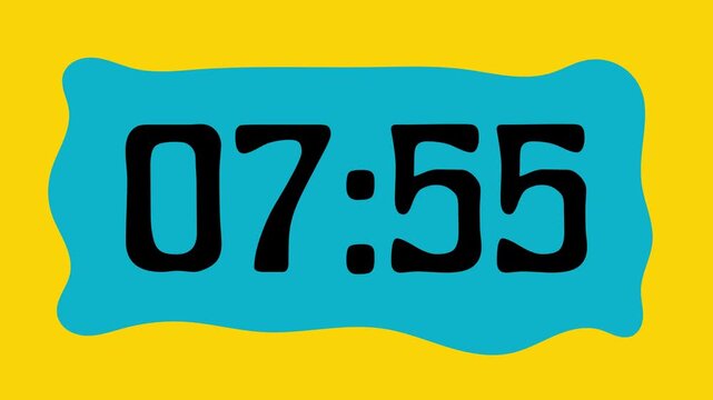 Countdown timer from 8 minute to 7 minute on yellow background suitable for presentations, productivity, educational content, and more