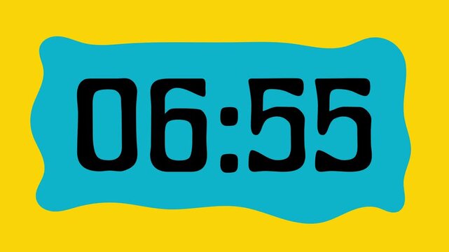 Countdown timer from 7 minute to 6 minute on yellow background suitable for presentations, productivity, educational content, and more