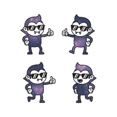 Cartoon monkey characters giving thumbs up in various poses with sunglasses