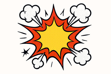 Comic Book Explosion Burst Effect with Smoke and Stars. © Ahyar