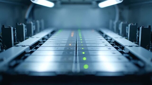 Server Room with Blinking Lights and Servers.