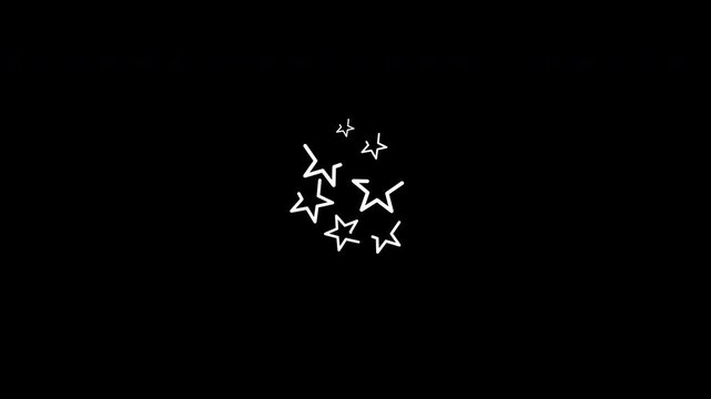 Festive Surprise Motion Graphic: White Line Art Gift Box Opening into Star Particles for Celebration and Event Overlays