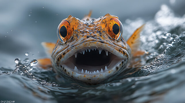 Deepsea lizardfish lying in wait, snapping at unsuspecting prey with its sharp teeth 