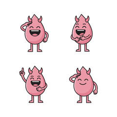 Cute cartoon devil characters showing various emotions and gestures with copy space