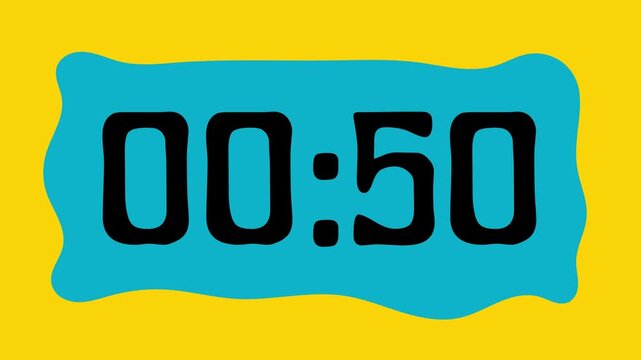 55 second countdown timer on yellow background suitable for presentations, productivity, educational content, and more 