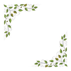 Fototapeta premium Elegant leaf corner design isolated on transparent background