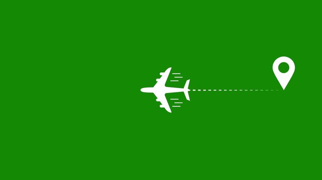 Airplane destination path icon animation. location point travel plane motion. path representing a journey video footage.