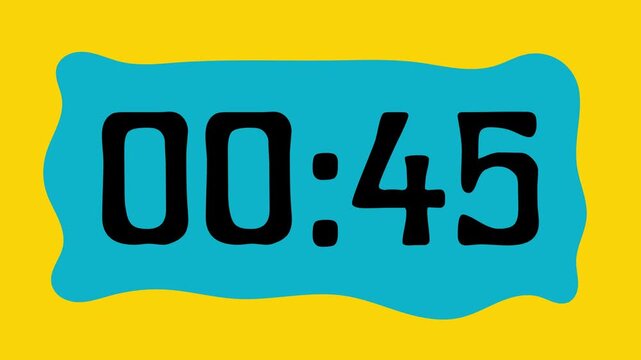 50 second countdown timer on yellow background suitable for presentations, productivity, educational content, and more