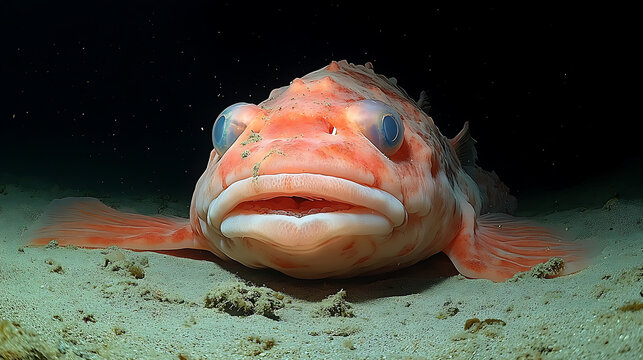 Blobfish resting on the seafloor, absorbing nutrients 