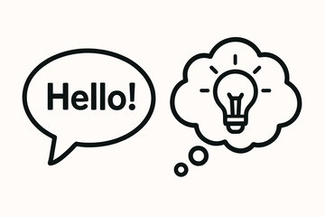 Hello and Idea Concept - Communication and Thought Bubble Illustration.