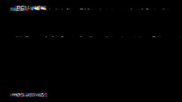 VHS Video Tape Rewind Screen Analog Glitch Overlay. Retro Old School TV Display Effect with REW Indicator on Black Background 4K 4k video animation seamless loop