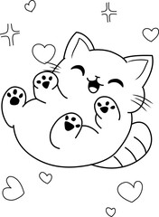 Linear cat funny and cute and simple 