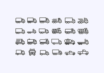 Vector Ilustration Icon Concept Various Vehicle Icons and Symbols Collection.