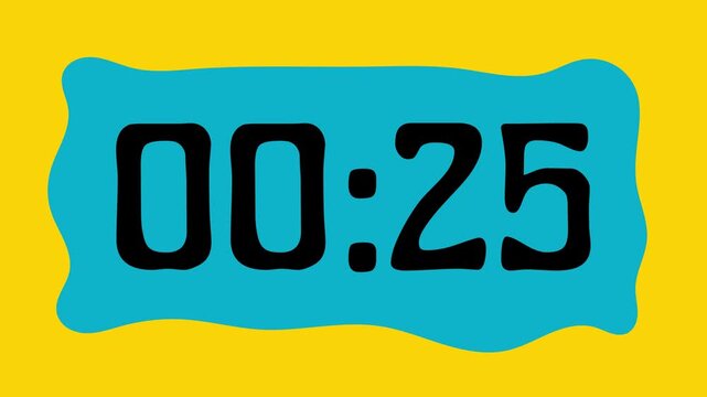 30 second countdown timer on yellow background suitable for presentations, productivity, educational content, and more