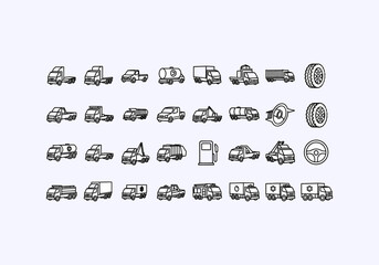 Vector Ilustration Icon Concept Various Vehicle Icons and Symbols Collection.