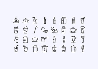 Vector Ilustration Icon Concept Various types of drink icons.