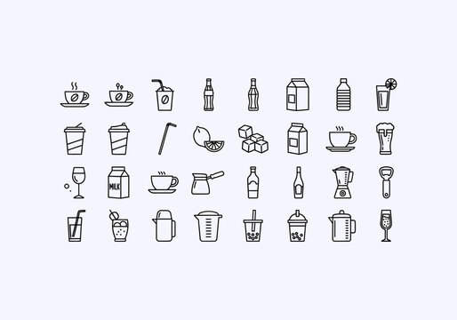 Vector Ilustration Icon Concept Various types of drink icons.