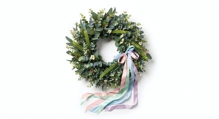 Floral Wreath with Ribbons