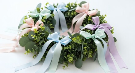 Wreaths with Pastel Ribbons
