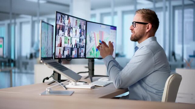 Man Leading Virtual Construction Meeting