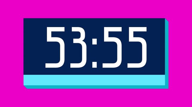 Countdown timer from 54 minute to 53 minute on pink background suitable for presentations, productivity, educational content, and more