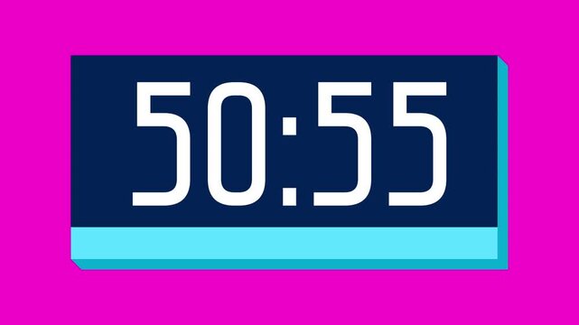 Countdown timer from 51 minute to 50 minute on pink background suitable for presentations, productivity, educational content, and more