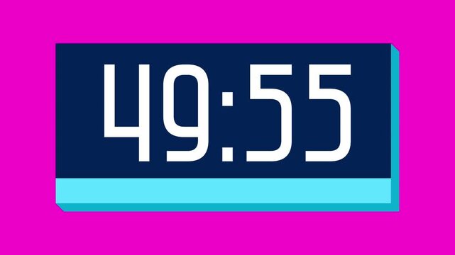 Countdown timer from 50 minute to 49 minute on pink background suitable for presentations, productivity, educational content, and more