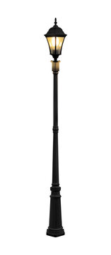 vintage style street lamps or light poles 1 light bulbs isolated