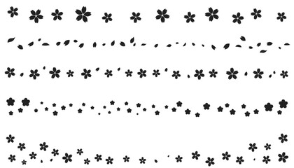 Plakat 桜の飾り罫線・ラインのイラストセット　フレーム　シルエット