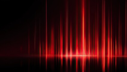 Fiery red vertical lines pulse and reflect in a dark, abstract space