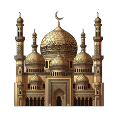 Fototapeta premium A large golden mosque with several towers