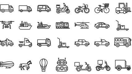 Various types of vehicle icons. © Kopi
