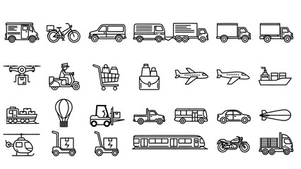 Various Vehicles Icon Set Collection. © Kopi