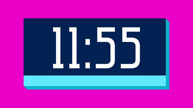 Countdown timer from 12 minute to 11 minute on pink background suitable for presentations, productivity, educational content, and more